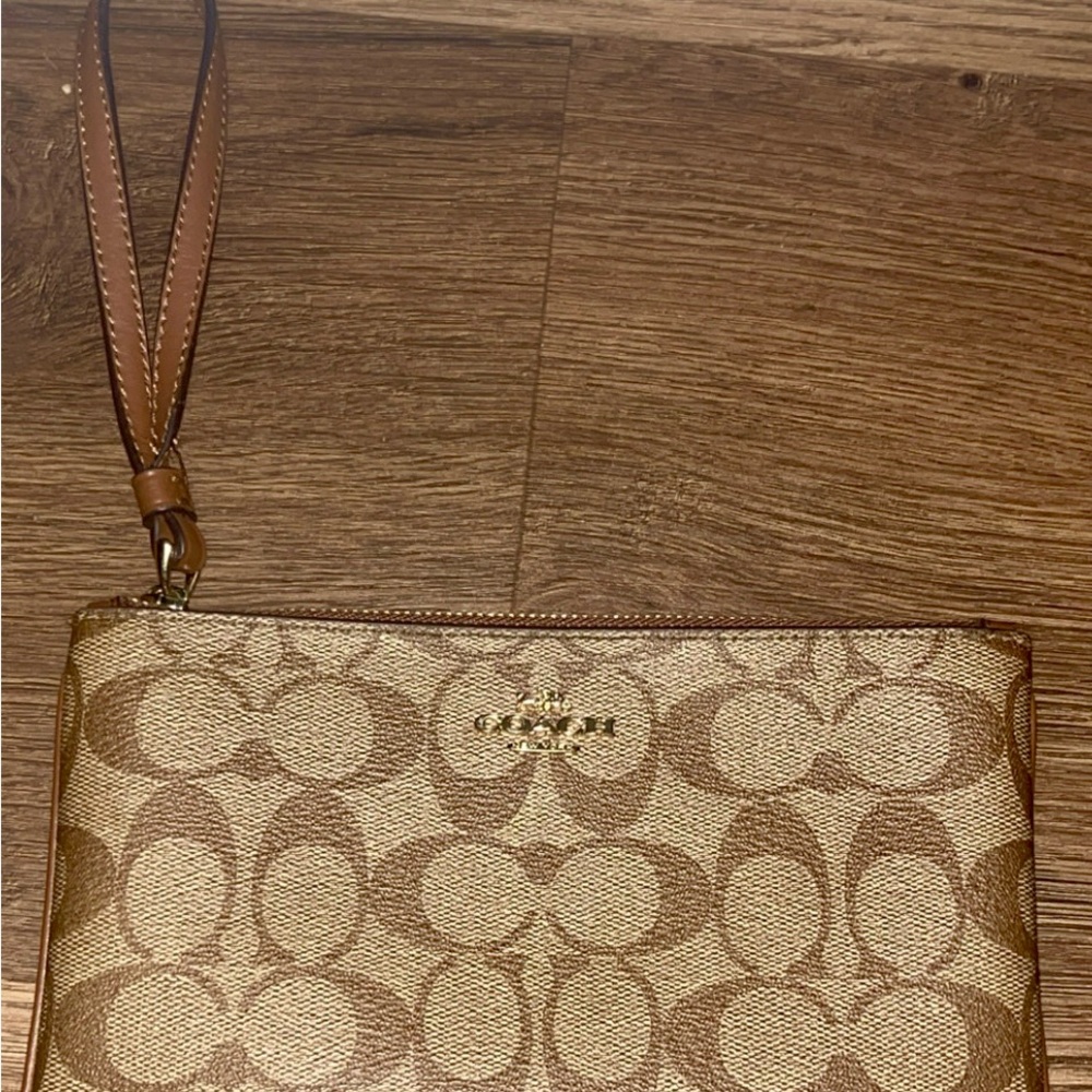 Coach Gold and Brown Wristlet